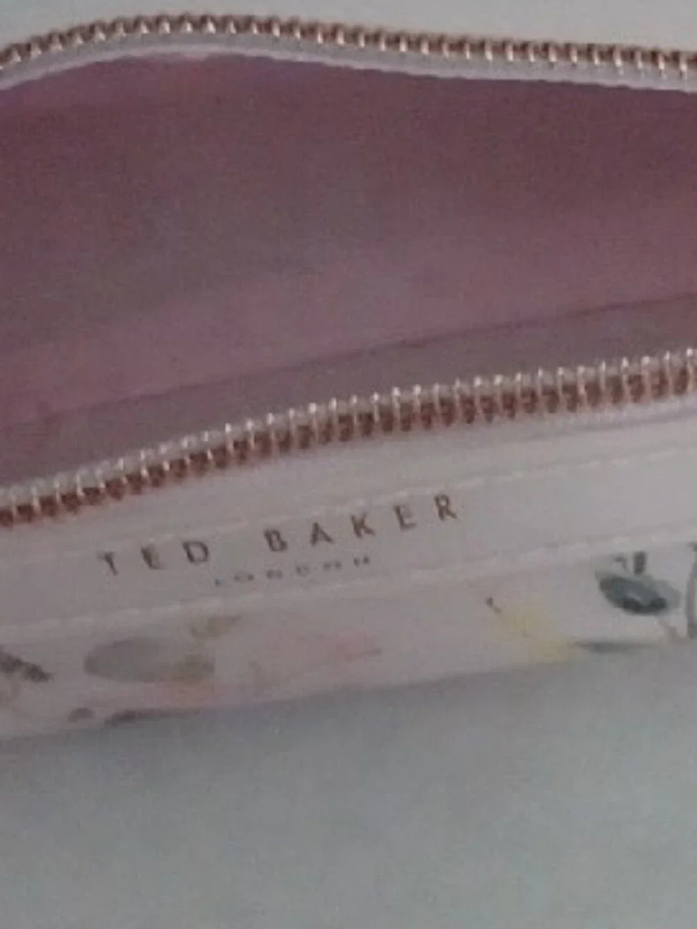 Ted Baker Pink Patent Floral Glasses Sleeve with Rose Gold Zip